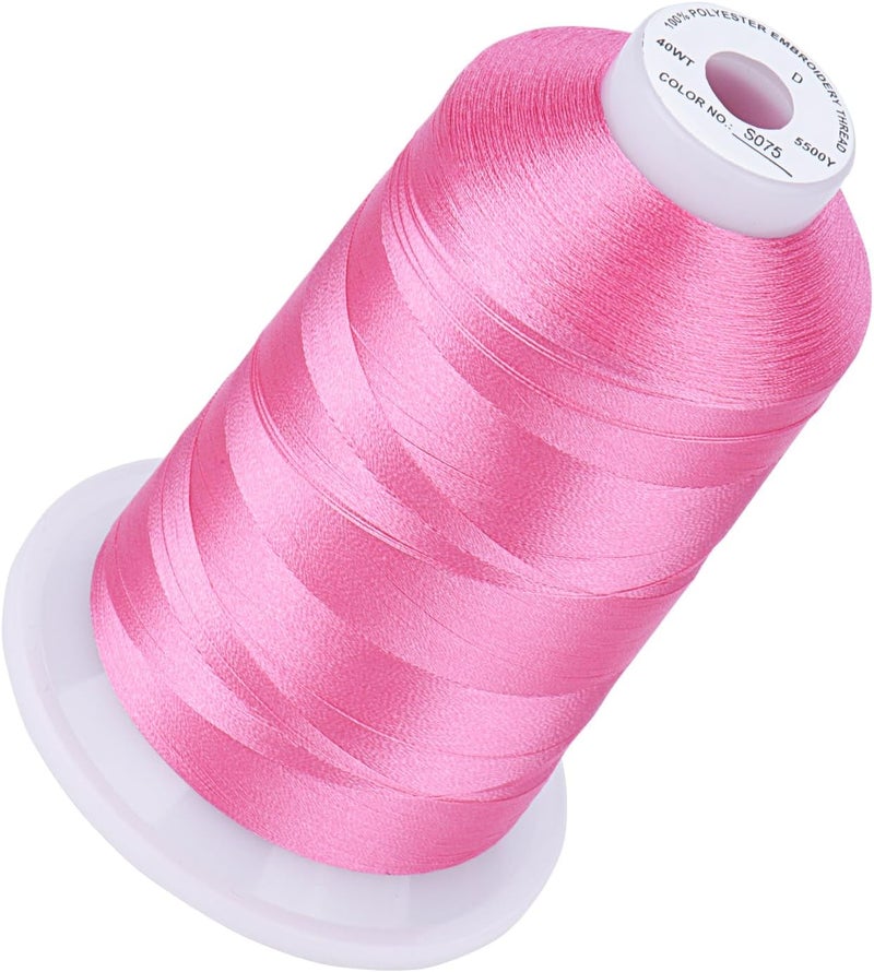 simthread 5500Yds Embroidery Thread, 5000M High-Yardage 40WT 100% Polyester Thread – 170+ Vivid Colors, High-Speed Rated – Compatible with Brother, Singer, Janome & More - Pink Lipstick S075 - Image 1